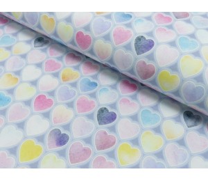 French Terry - Aquarell Herzen weiß flieder pastell